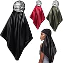 3 Pcs Hair Wrap Scarf Net, Classic Minimalist, Red Black Green