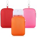 Halloscume 3 Pcs Hand Sanitizer Spray Case Hand Sanitizer Holder Zippered Pouch, Fashion Accessory with Snap Hook, 3 Colors Protective Case with Keychain for Power Mist 1FL OZ(Pink, Orange,Red)