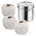 3 Pcs Kitchen Twine with Stainless Steel Dispenser Butcher Twine, White