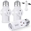 3 Pcs Light Socket to Plug Adapter, E26 Outlet Converter,White