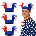 3 Pcs Patriotic Hairy Headband Adults, 4th of July Hair Accessories