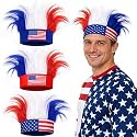 3 Pcs Patriotic Hairy Headband for Adults 4th of July Hair Accessories