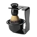 3 PCS Professional Men Shaving Set with Shaving Bowl Plastic Stand Brush for Home and Travel