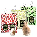 3 Pcs Rabbit Hay Feeder, 2-Hole Hanging Guinea Pig Hay Bags Washable Bunny Hay Bag for Rabbits, Chinchillas, Hamsters, Small Pets and Animals (11.8"×8.7")