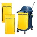 3 Pcs Replacement Janitorial Cleaning Cart Bag with Front Zippered 26.5 x 15.5 x 10.5 Inch 24 Gallon Large Yellow Capacity Cleaning Bags for Commercial Housekeeping Carts