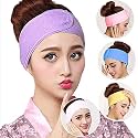 3 Pcs - Spa Facial Headband for Women Makeup Head Wrap Towel Terry Cloth Sport Headband | Non-Slip Stretchable Adjustble Elastic Polycotton Facial Band for Shower, Yoga, Gym (Multicolor)