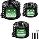 3 Pcs Spiral Wrap Cable Protector, Safe 1/4"+3/4"+1/2" Od x 25 FT Pre Cut Lengths Hydraulic Hose Protector Wrap to Avoid Wear and Extend Life for Hydraulic Pneumatic Hoses (Black)