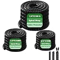 3 Pcs Spiral Wrap Cable Protector, Safe 1/4"+ 3/4"+1/2" Od x 100 FT Pre Cut Lengths Hydraulic Hose Protector Wrap to Avoid Wear and Extend Life for Hydraulic Pneumatic Hoses (Black)