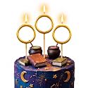 3 Pcs Wizard Party Candles Decor Gold Round Hoop Birthday Cake Topper