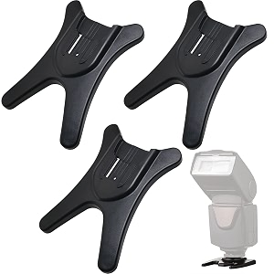 3-piece camera flash mount brackets black plastic compatible with various models tripod mount