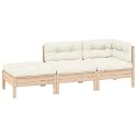 3-Piece Garden Lounge Set with Cream Cushions and Natural Wood Finish, Modular Outdoor Furniture for Patio Terrace, Durable Pinewood Sofa with Weather-Resistant Design