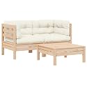 3-Piece Garden Lounge Set with Two Corner Sofas and Footstool, Solid Pinewood Outdoor Furniture for Patio, Balcony, and Garden, Modular Design for Flexible Arrangement,