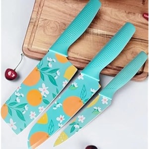 3-piece kitchen knife set stainless steel chef knife cleaver amp paring knife with non-slip handle sharp multipurpose cooking knives for cutting vegetables fruits amp meat printed 3 knife set