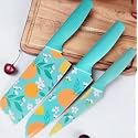 3-Piece Kitchen Knife Set, Stainless Steel Chef Knife, Cleaver &amp; Paring Knife with Non-Slip Handle, Sharp Multipurpose Cooking Knives for Cutting Vegetables, Fruits &amp; Meat (Printed 3 Knife Set)