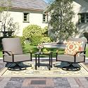 3 Piece Outdoor Bistro Set, Swivel Rocking Chairs with 6 inch Thick Cushion
