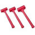 3-Piece Premium Dead Blow Hammer and Unicast Mallet Set - Include 16-oz (1 lb), 32-oz (2 lb) and 48-oz (3 lb), Neon Red Color | Rebound and Spark Resistant Hammers, Non-Marring and Non-Sparking Design
