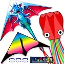 3 Piece Set Butterfly Delta Octopus Kites for Kids and Adults，Easy to Fly for Outdoor Adults Children Line Kite for Kids Toy