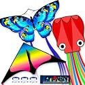 3 Piece Set Butterfly Delta Octopus Kites for Kids and Adults，Easy to Fly for Outdoor Adults Children Line Kite for Kids Toy