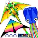 3 Piece Set Butterfly Delta Octopus Kites for Kids and Adults，Easy to Fly for Outdoor Adults Children Line Kite for Kids Toy