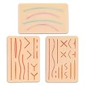 3-Piece Suture Pad, Suture Practice Pad with Various Wound Shapes, Suture Practice Kit, Suitable for Medical, Veterinary Medical Staff Training and Practice (Combination Two)