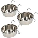 3 Pieces 300.ML Bird Feeding Dish Cups Stainless Steel Parrot Feeding Cups Animal Cage Water Food Bowl Bird Cage Cups Holder for Bird Parrot Water Food Dish (300 ml (Pack of 3 with Hook Holder))