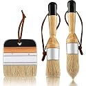 3 Pieces Chalk and Wax Paint Brushes Bristle Stencil Brushes for Wood Furniture Home Decor, Including Flat Pointed and Round Chalked Paint Brushes