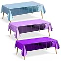 3 Pieces Light Blue &amp; Dark Purple &amp; Light Purple Foil Tablecloth 54*72inch Plastic Birthday Party Table Cloths Disposable Waterproof Table Cover for Christmas Wedding Graduation Party Supplies