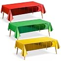 Just Shimmer 3 Pieces Red &amp; Green &amp; Gold Foil Tablecloth 54 * 72inch Plastic Birthday Party Table Cloths Disposable Waterproof Table Cover for Christmas Wedding Graduation Party Supplies
