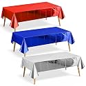 Just Shimmer 3 Pieces Red &amp; Royal Blue &amp; Silver Foil Tablecloth 54 * 72inch Plastic Birthday Party Table Cloths Disposable Waterproof Table Cover for Christmas Wedding Graduation Party Supplies