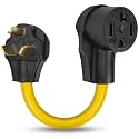 3 Prong to 4 Prong Dryer Adapter, NEMA 10-30P Male Plug to 14-30R Female Receptacle Connector, 30 Amp 125V/250V Convert Cord, 10AWG Heavy Duty 180° Rotating for Older House Outlet RV Generator(1FT)