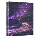 3 Ring Binder Purple Dragon Gaxlay 1.5 inch Binders Three Ring Binders with Clipboard 3 Interior PVC Clear Pockets for Office Supplies