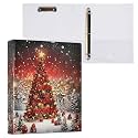 3 Ring Binder Red Christmas Tree Snowflakes 1.5 inch Binders