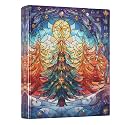 3 Ring Binder Stained Glass Christmas Tree Red 1.5 inch Binders