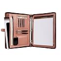 3-Ring Portfolio Padfolio for Women, Vegan Leather Binder, Pink, Zipper, Handmade Portfolio Organizer, Personalized for Lefty & Righty