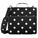 3 Ring Zipper Binder with Shoulder Strap Black White Polka Dots Pattern