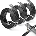 3 Rolls Black Metal Strapping with Holes, 3/4 Inch X 10 Feet 24 Gauge Galvanized Pipe Hanger Strap, Flexible Trimming Pipe Hangers and Supports (3)
