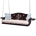 3-Seat Metal Porch Swing 900 LBS Heavy Duty Hanging Bench with Upgraded Tray &amp; Cushions Rust-Resistant Finish Swing Chair with 8.9FT Chains for Patio Lawn Garden