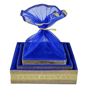 3 set gift organizer baskets wedding favour baskets dry fruit gifting box wedding hamper trays baby shower gift packing royal blue
