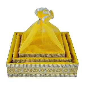 3 set gift organizer baskets wedding favour baskets dry fruit gifting box wedding hamper trays baby shower gift packing yellow