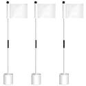 3 Set Golf Flagsticks Putting Green Flags for Yard, Classic, White