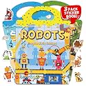 3 Sets of Reusable Jelly Stickers Books - Perfect for 3-6 Year Olds Jelly Stickers Books - Airplane and Car Travel Toys Educational Gifts for Boys and Girls (Robot+Science+Desert