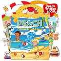 3 Sets of Reusable Jelly Stickers Books - Perfect for 3-6 Year Olds Jelly Stickers Books - Airplane and Car Travel Toys Educational Gifts for Boys and Girls (Beach+Supermarket+Party)