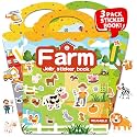 3 Sets Reusable Sticker Book for Toddlers 3-6, Jelly Sticker Books for Toddler, Travel Sticker Activity Toys for Kids 3 4 5 6 Years Old Girls &amp; Boys（Farm + Vehicles + Animal）