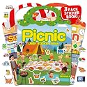 3 Sets Reusable Sticker Book for Toddlers 3-6, Jelly Sticker Books for Toddler, Travel Sticker Activity Toys for Kids 3 4 5 6 Years Old Girls &amp; Boys（Supermarket + Picnic + Kitchen）