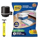 Smart Saver Plastic Vacuum Compression Bags|Vacuum Storage Bags|Vacuum Bags For Travel|Space Saver Vacuum Bags(3Jumbo + Electric And Manual Pump),White