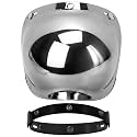 3 Snap Bubble Visor Helmet Wind Shield, Universal Retro Motorcycle PC Lens with Frame Set, Fits Standard Open Face & 3/4 Helmets, Mirrored Chrome, Anti-Fog Scratch Resistant, UV A/B Protection