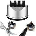 3-Stage Knife Sharpener Tool for Kitchen | Straight & Serrated Blades Scissors Sharpener | Ceramic and Steel Knives Repair & Restore, Strong Suction Base Easy Hands-Free Operation, Gifts, Gray