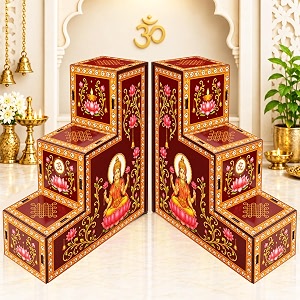 3 step diya stand for pooja pack of 2 for diwali dcor navratri ganpati