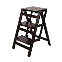3 Step Folding Wooden Step Stool Ladder Chair Portable Durable Ideal for Home Library Kitchen Use Space Saving Design for Easy Storage