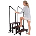 3-Step Hot Tub Steps with Handrail, 550lbs Load Capacity Heavy Duty Aluminum Frame Spa Stairs, Mobile Outdoor RV Steps, Removable Railing Safety Ladder for Camper, Above Ground Pools, Porch